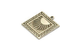 Silver Square Charm, Antique Silver Plated Brass Square Charm With 1 Loop, Sun Findings, Sunshine Findings (25x22.5x1.4m) N2273