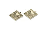 Silver Square Charm, Antique Silver Plated Brass Square Charm With 1 Loop, Sun Findings, Sunshine Findings (25x22.5x1.4m) N2273