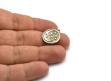 Silver Round Charm, 4 Antique Silver Plated Brass Crescent Moon And Star Charms With 1 Loop, Findings (19x17x1.4mm) N2326