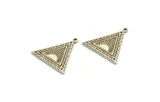 Silver Triangle Charm, 2 Antique Silver Plated Brass Triangle Charms With 1 Loop, Sun Findings, Sun Rising Findings (26x25x1.5mm) N2266