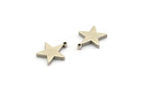 Silver Brass Star, 6 Antique Silver Plated Brass Flat Star Tags With 1 Loop (14x12.5mm) BS 1721