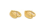Gold Leaf Earring, 2 Gold Plated Brass Leaf Stud Earrings, Findings (24x19x1mm) A3695 Q0423