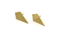 Gold Diamond Earring, 4 Gold Plated Brass Diamond Shaped Stud Earrings (21x10x0.60mm) A3046