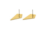 Gold Diamond Earring, 4 Gold Plated Brass Diamond Shaped Stud Earrings (21x10x0.60mm) A3046