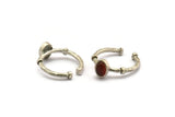 Silver Ring Settings, 2 Antique Silver Plated Brass Oval Ring With 1 Stone Setting - Pad Size 5x7mm N1557