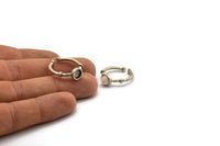 Silver Ring Settings, 2 Antique Silver Plated Brass Round Ring With 1 Stone Setting - Pad Size 6mm N1562