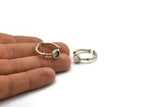 Silver Ring Settings, 2 Antique Silver Plated Brass Round Ring With 1 Stone Setting - Pad Size 6mm N1562