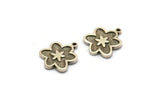 Silver Flower Charm, 4 Antique Silver Plated Brass Flower Charms With 1 Loop, Findings (18x16x1.5mm) N2389