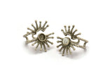 Silver Ring Setting, Antique Silver Plated Brass Adjustable Ring With 1 Stone Setting - Pad Size 6mm N1282