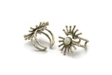 Silver Ring Setting, Antique Silver Plated Brass Adjustable Ring With 1 Stone Setting - Pad Size 6mm N1282