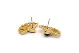 Gold Sun Earring, 2 Gold Plated Brass Drop Stud Earrings - Pad Size 6x4mm (22x16mm) N1116