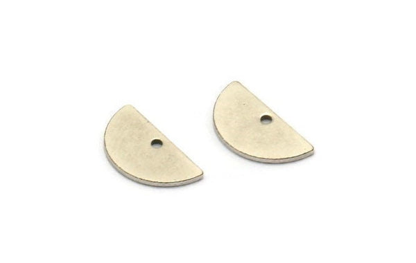 Semi Circle Pendant, 24 Antique Silver Plated Brass Semi Circle Blanks With 1 Hole (15x7.5x0.80mm) E122 H0820