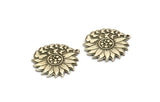 Silver Flower Charm, Antique Silver Plated Brass Flower And Butterfly Charm With 1 Loop, Findings (29.5x27x1.5mm) N2237