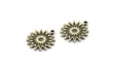 Silver Sun Charm, 4 Antique Silver Plated Brass Sun Charms With 1 Loop, Findings (18x16x1.4mm) N2386