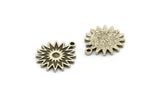 Silver Sun Charm, 4 Antique Silver Plated Brass Sun Charms With 1 Loop, Findings (18x16x1.4mm) N2386