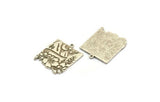 Silver Square Charm, Antique Silver Plated Brass Mountain And Tree Charm With 1 Loop, Crescent Moon Charms, Findings (28x23x1.5mm) N2280