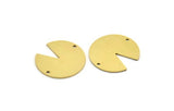 Brass Stamping Tag, 6 Raw Brass Round Charms With 2 Holes, Connectors (24x0.80mm) A6809