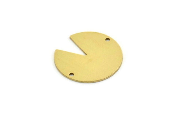 Brass Stamping Tag, 6 Raw Brass Round Charms With 2 Holes, Connectors (24x0.80mm) A6809
