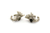 Silver Ring Setting, Antique Silver Plated Brass Adjustable Ring With 1 Stone Settings - Pad Size 6mm N1279