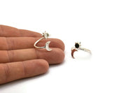 Silver Ring Setting, 925 Silver Moon And Sun Rings With 1 Stone Setting - Pad Size 4mm N1780