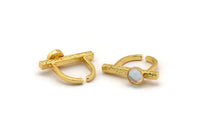 Gold Ring Settings, Gold Plated Brass Adjustable D Shape Ring - Pad Size 8mm N1060