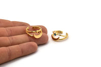 Gold Ring Setting, Gold Plated Brass Moon And Planet Ring With 1 Stone Settings - Pad Size 3mm N1272