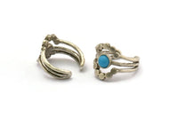 Silver Ring Setting, Antique Silver Plated Brass Adjustable Ring With 1 Stone Settings - Pad Size 6mm N1265