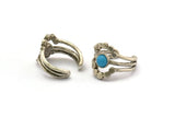 Silver Ring Setting, Antique Silver Plated Brass Adjustable Ring With 1 Stone Settings - Pad Size 6mm N1265