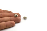 Silver Claw Earring, 4 Antique Silver Plated Brass 4 Claw Stud Earrings - Stone Setting - Pad Size 6x4mm N1294