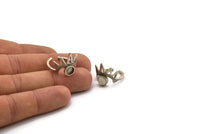 Silver Ring Setting, 2 Antique Silver Plated Brass King Crown Adjustable Rings With 1 Stone Settings - Pad Size 6mm N1278
