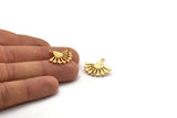 Gold Sun Earring, 2 Gold Plated Brass Drop Stud Earrings With 1 Loop - Pad Size 6x4mm (22x19mm) N1113