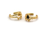 Gold Moon Ring, Gold Plated Brass Drop Ring With 1 Stone Settings - Pad Size 5x4mm N1277