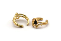 Gold Moon Ring, Gold Plated Brass Drop Ring With 1 Stone Settings - Pad Size 5x4mm N1277