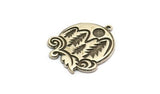 Silver Round Charm, Antique Silver Plated Brass Charm With 1 Loop, Mountain Findings, Tree Findings (28x24x1.5mm) N2234