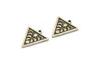 Silver Triangle Charm, 4 Antique Silver Plated Brass Triangle Charms With 1 Loop, Moon Phases Findings, Star Findings (20x18x1.4mm) N2351