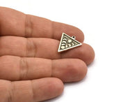 Silver Triangle Charm, 4 Antique Silver Plated Brass Triangle Charms With 1 Loop, Moon Phases Findings, Star Findings (20x18x1.4mm) N2351