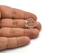 Silver Chain Earring, 4 Antique Silver Plated Brass Soldered Chain Shaped Stud Earrings (20x4mm) N1933