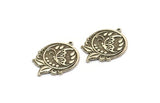 Silver Round Charm, Antique Silver Plated Brass Butterfly Charm With 1 Loop, Leaf Charms, Findings(32x23x1.5mm) N2254