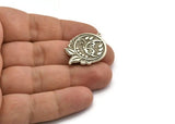 Silver Round Charm, Antique Silver Plated Brass Butterfly Charm With 1 Loop, Leaf Charms, Findings(32x23x1.5mm) N2254