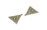 Silver Triangle Charm, 2 Antique Silver Plated Brass Triangle Charms With 1 Loop, Moon Phases Findings, Star Findings (26x25x1.5mm) N2360