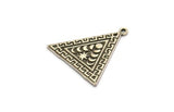 Silver Triangle Charm, 2 Antique Silver Plated Brass Triangle Charms With 1 Loop, Moon Phases Findings, Star Findings (26x25x1.5mm) N2360