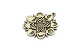 Silver Star Charm, Antique Silver Plated Brass Star Charm With 1 Loop, Moon Phases Findings (28.5x25.5x1.5mm) N2218