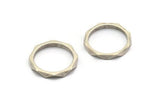 Silver Faceted Ring, 6 Antique Silver Plated Brass Faceted Rings, Connectors (15mm) N0498