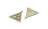 Silver Triangle Charm, 2 Antique Silver Plated Brass Triangle Charms With 1 Loop, Cloud Findings, Moon And Star Findings (26x25x1.5mm) N2182