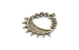 Silver Moon Charm, 2 Antique Silver Plated Brass Crescent Moon Charms With 1 Loop, Moon Phases Findings (32x30.5x1.5mm) N2220