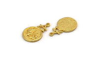 Gold Element Charm, 2 Gold Plated Brass Air Element Symbol Charms With 1 Loop (24x15x1.8mm) N1980