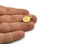 Gold Element Charm, 2 Gold Plated Brass Air Element Symbol Charms With 1 Loop (24x15x1.8mm) N1980