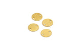 Gold Round Tag, 24 Gold Plated Brass Round Connectors With 2 Holes, Stamping Tag (8mm) Sb 75 A0253