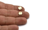 Gold Round Tag, 24 Gold Plated Brass Round Connectors With 2 Holes, Stamping Tag (8mm) Sb 75 A0253