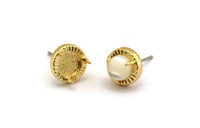 Gold Claw Earring, 2 Gold Plated Brass 3 Claw Stud Earrings - Stone Setting - Pad Size 6mm N1319
